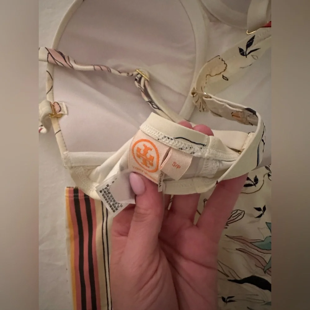 Tory Burch Cream Floral High-Waist Bikini Set